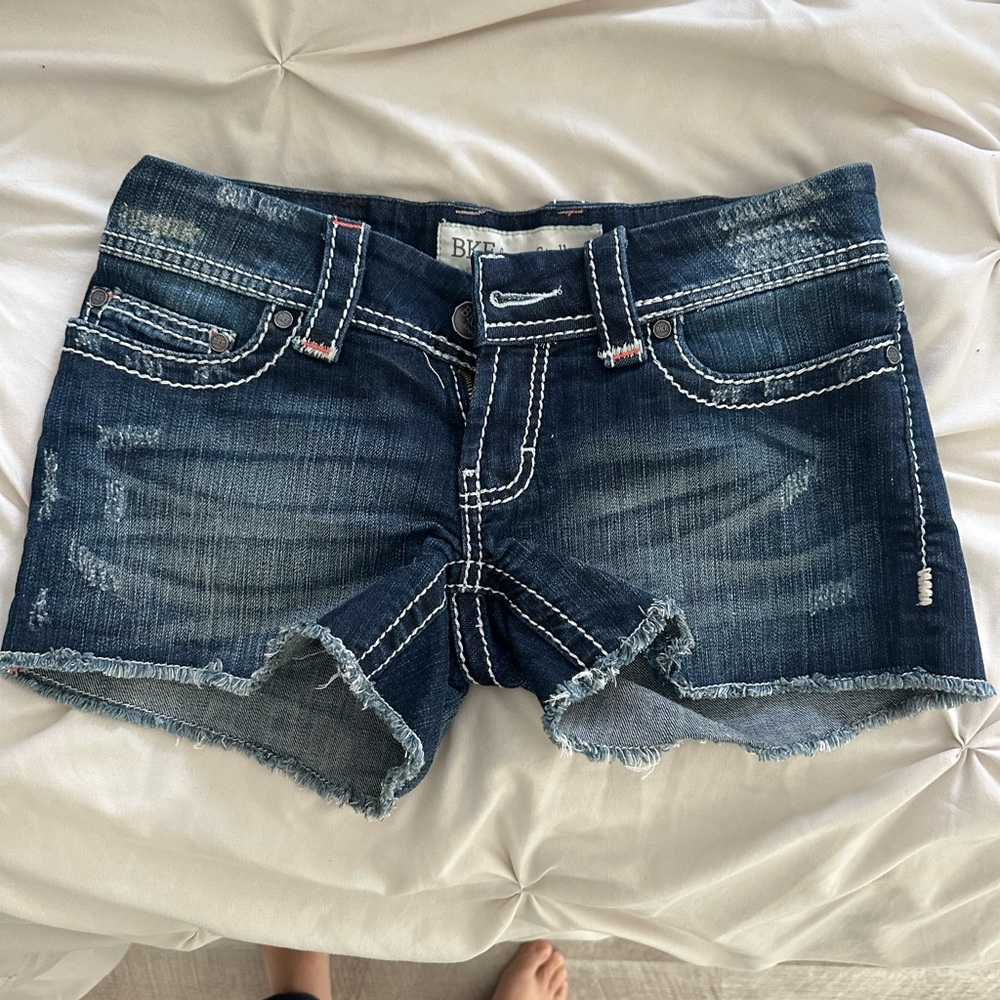 BKE Dark Indigo Distressed Denim Cutoff Shorts